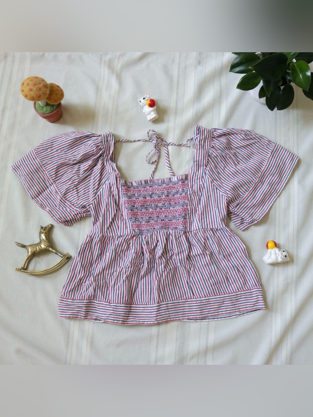 Old Navy striped baby doll smocked top